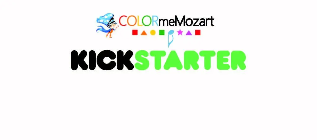 A logo for colormemozart and the kickstarter.