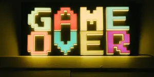 A neon sign that says game over.