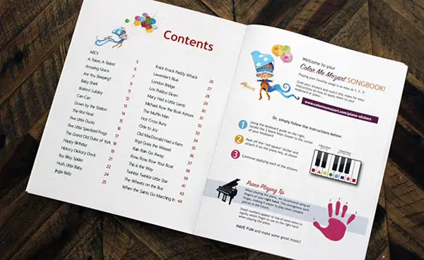 Color Me Mozart Songbook Table of Contents