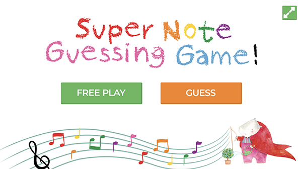 A game of guessing with music notes and the words " super note guessing games ".