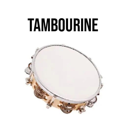 A tambourine with the word " tambourine " above it.