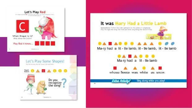A series of three pictures with the words " it was mary had a little lamb ".