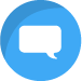A blue circle with a white speech bubble in it.