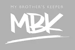 A logo of mbk, with the words " my brother 's keeper."