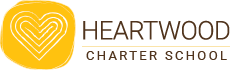 A brown and yellow logo for heart of the charter.