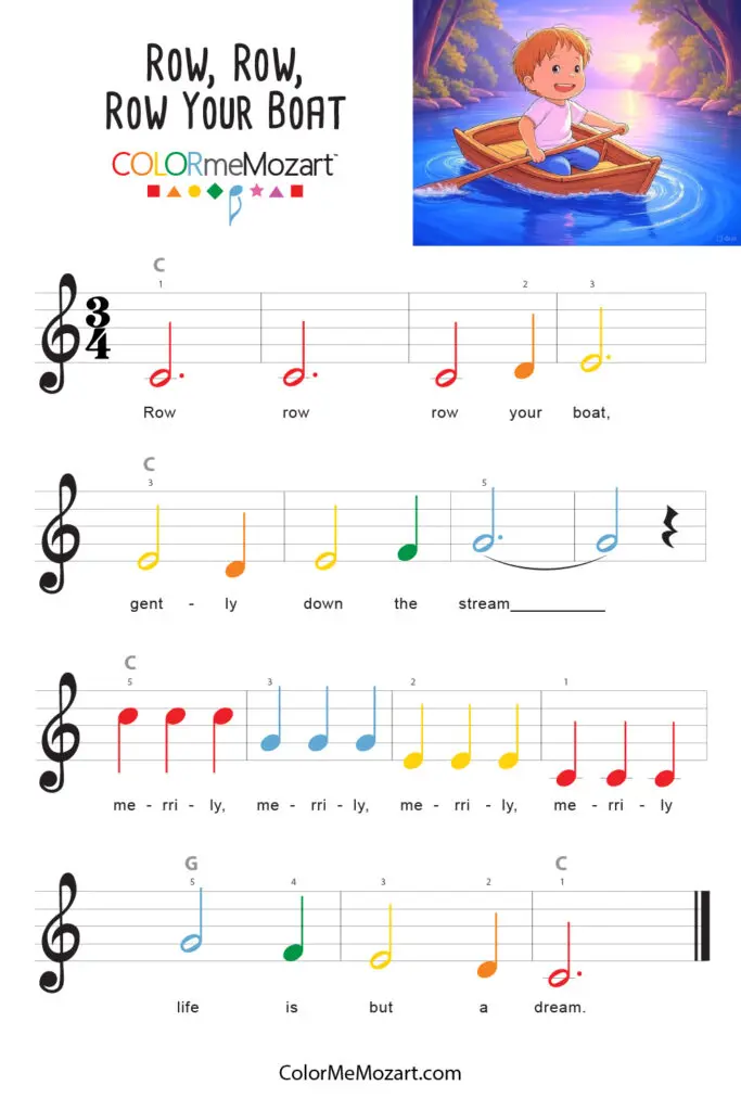 Row, Row, Row Your Boat Easy Piano Notes