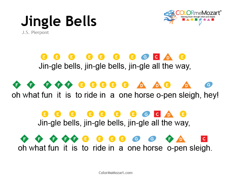 Jingle Bells Piano Notes Color Me Mozart