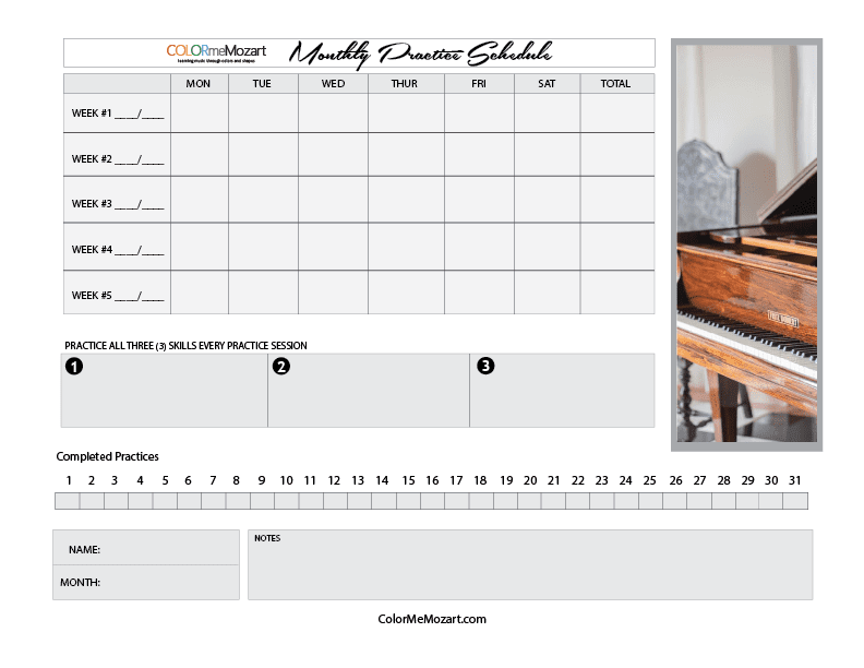 Music Practice Schedule PDF