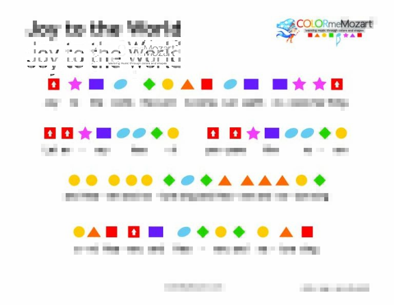 Joy to the World Piano Notes and Xylophone Lesson Color Me Mozart