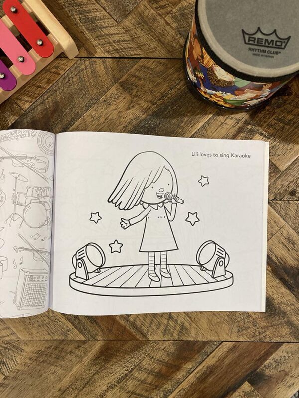A coloring book sitting on top of a table.