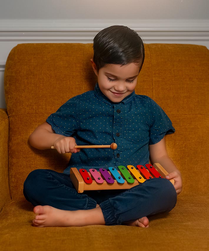 Levi with xylophone