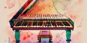 Watercolor piano image