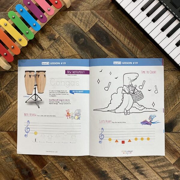 A book with music notes and a piano keyboard